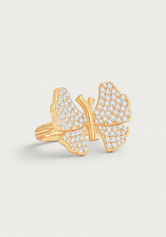 Butterfly White Pavé Ring