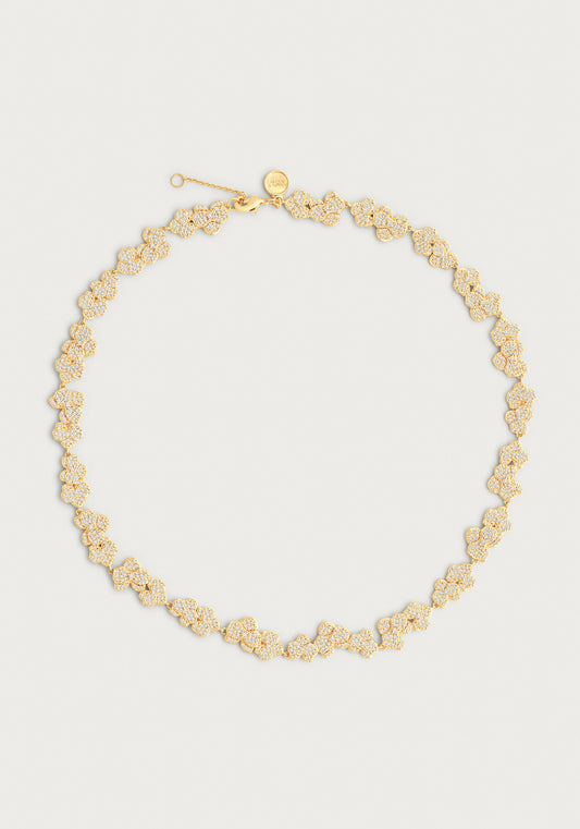 Orchid White Pavé Necklace, Gold