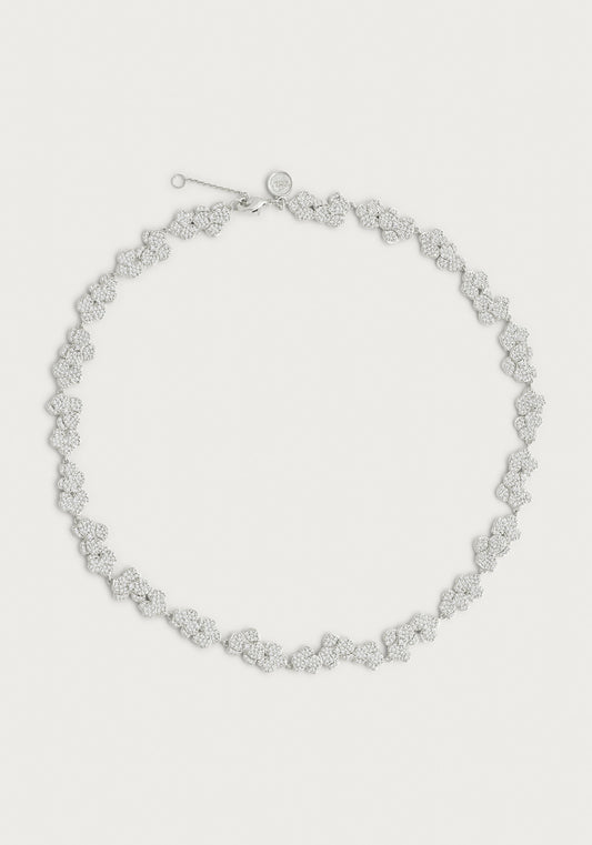 Orchid White Pavé Necklace, Silver