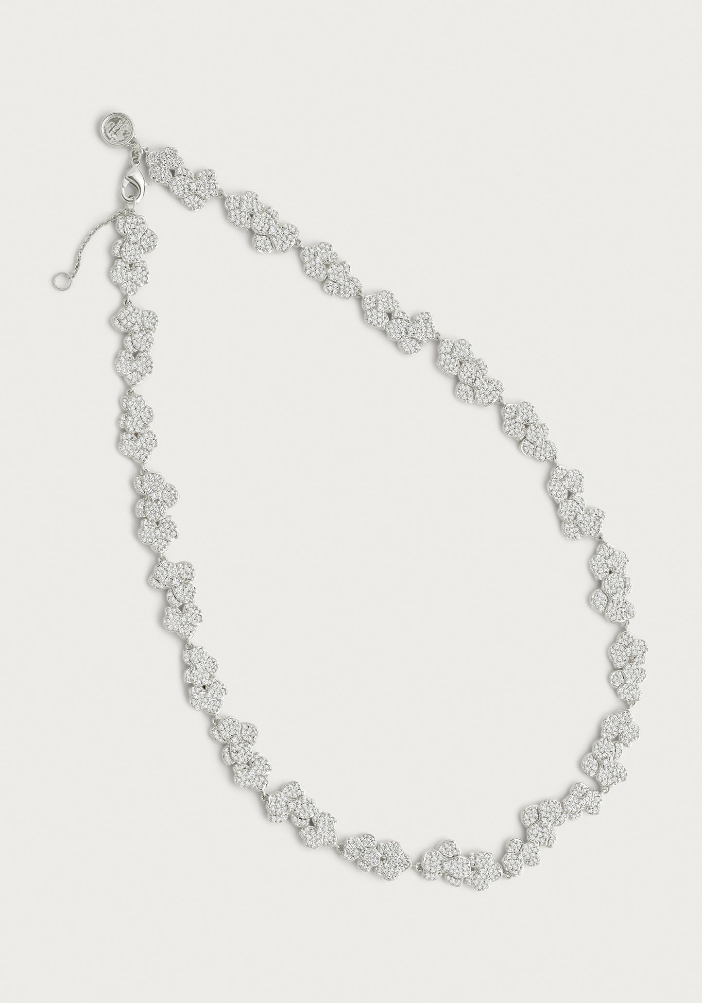 Orchid White Pavé Necklace, Silver