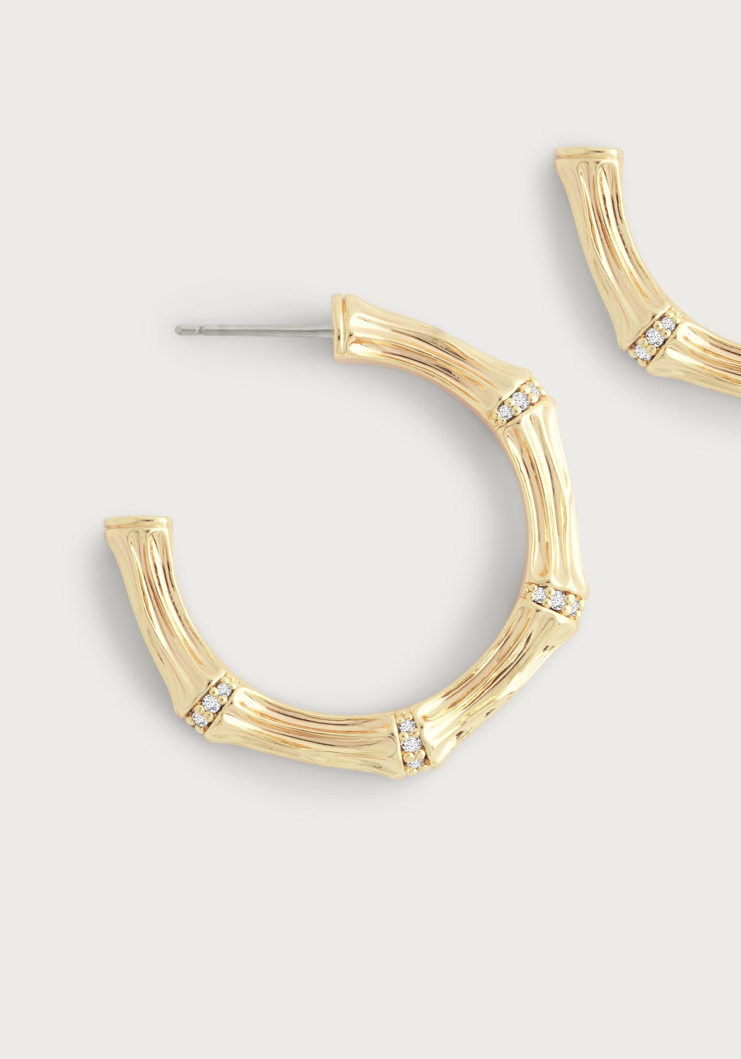 Bamboo Medium Hoop Earrings, Gold