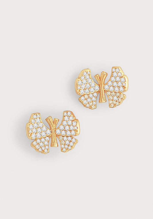 Butterfly White Pavé Stud Earrings