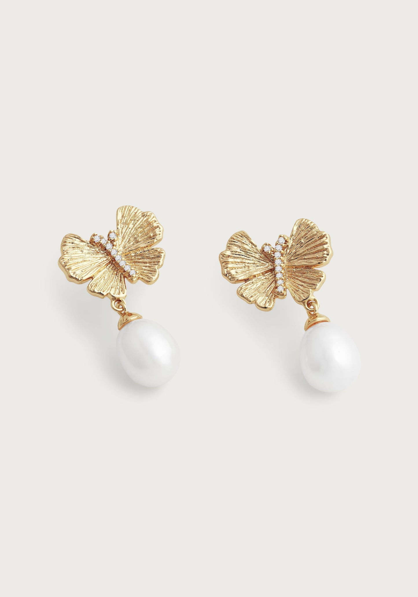Butterfly With Pearl Drop Earrings