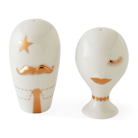 Gilded Mr. & Mrs. Muse Salt & Pepper Set