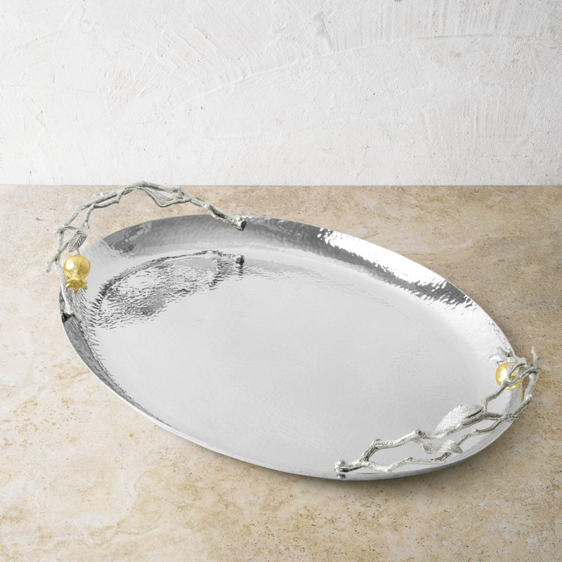 Pomegranate Silver & Gold Oval Tray