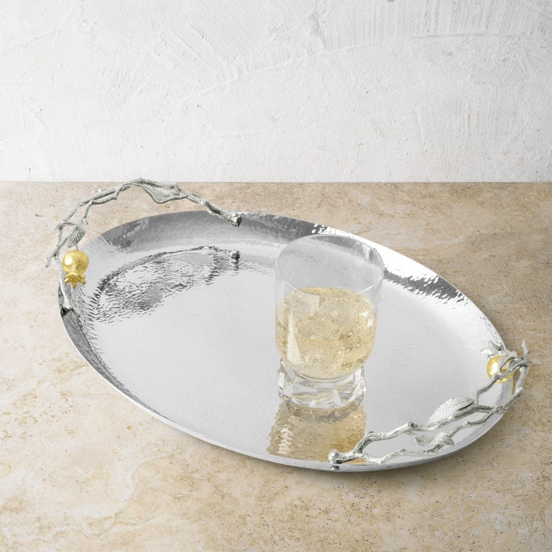 Pomegranate Silver & Gold Oval Tray