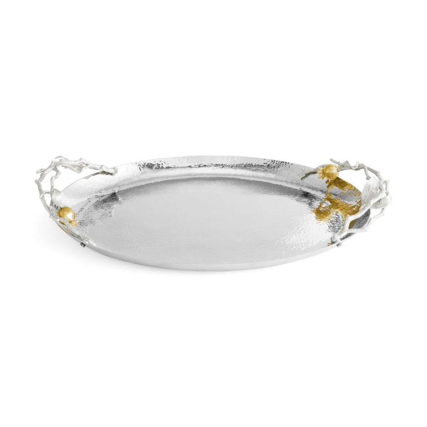 Pomegranate Silver & Gold Oval Tray