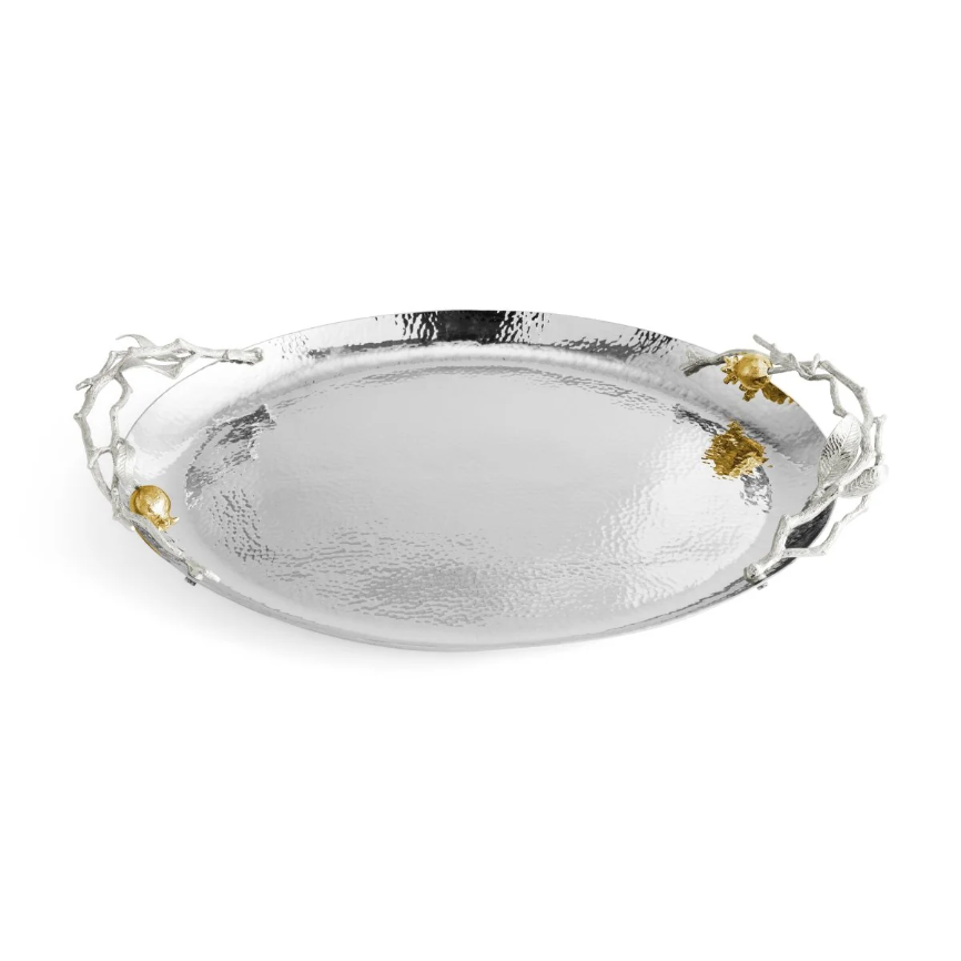 Pomegranate Silver & Gold Oval Tray