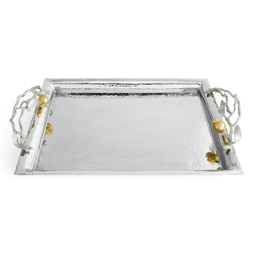 Pomegranate Silver & Gold Serving Tray
