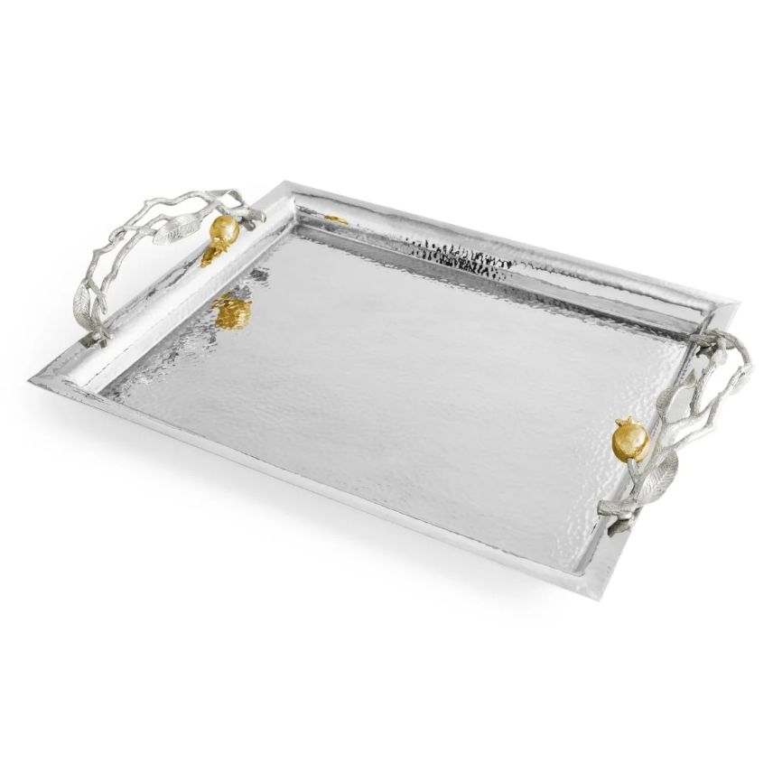 Pomegranate Silver & Gold Serving Tray