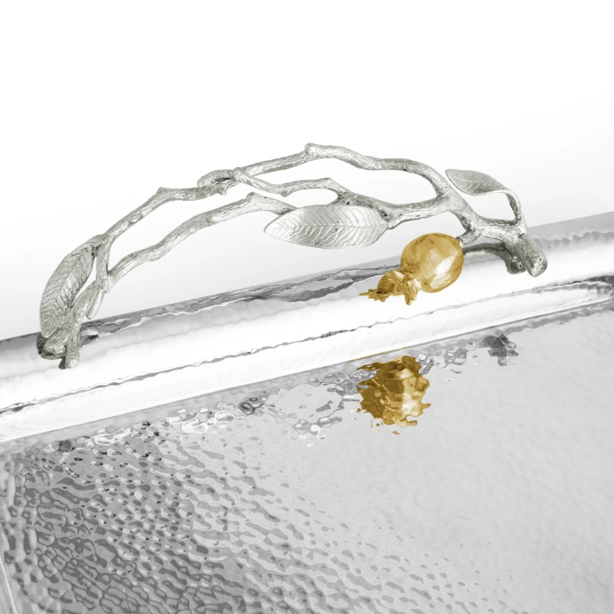 Pomegranate Silver & Gold Serving Tray