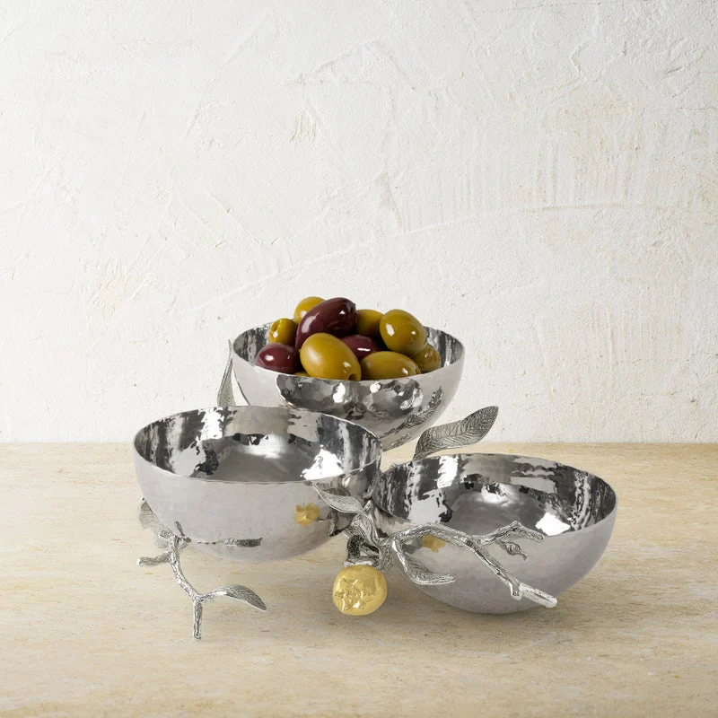 Pomegranate Silver & Gold Triple Bowl