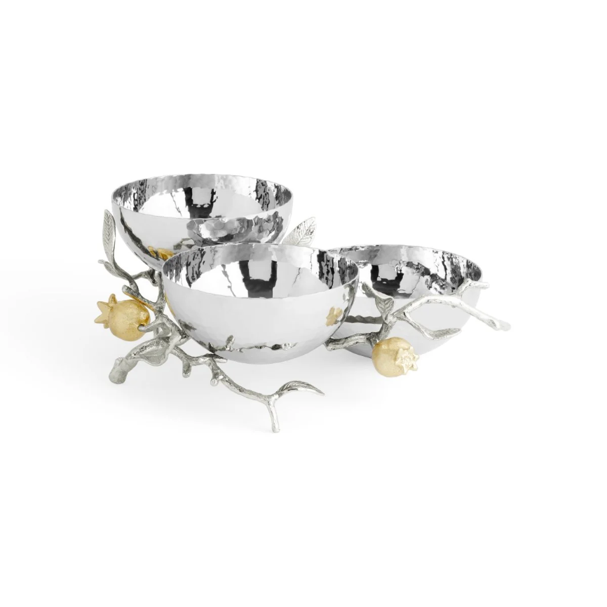 Pomegranate Silver & Gold Triple Bowl