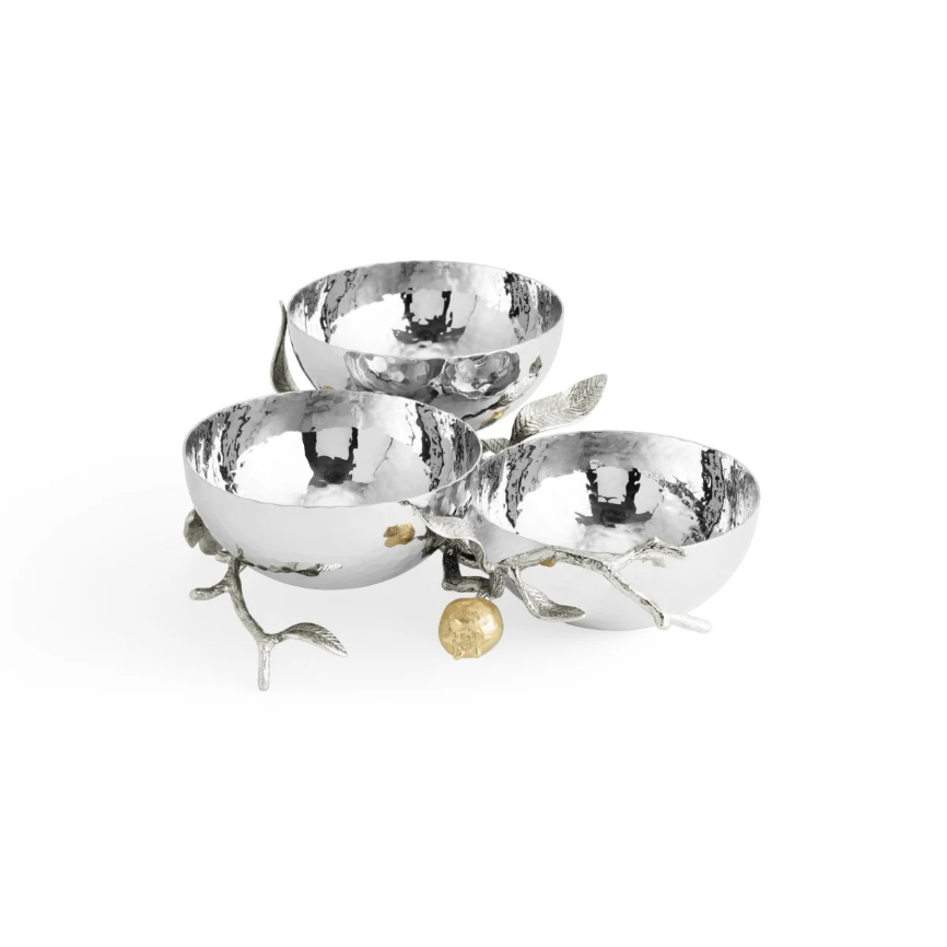 Pomegranate Silver & Gold Triple Bowl