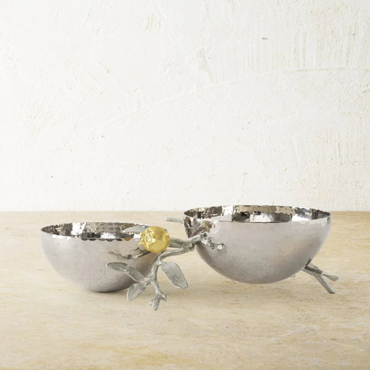 Pomegranate Silver & Gold Double Bowl