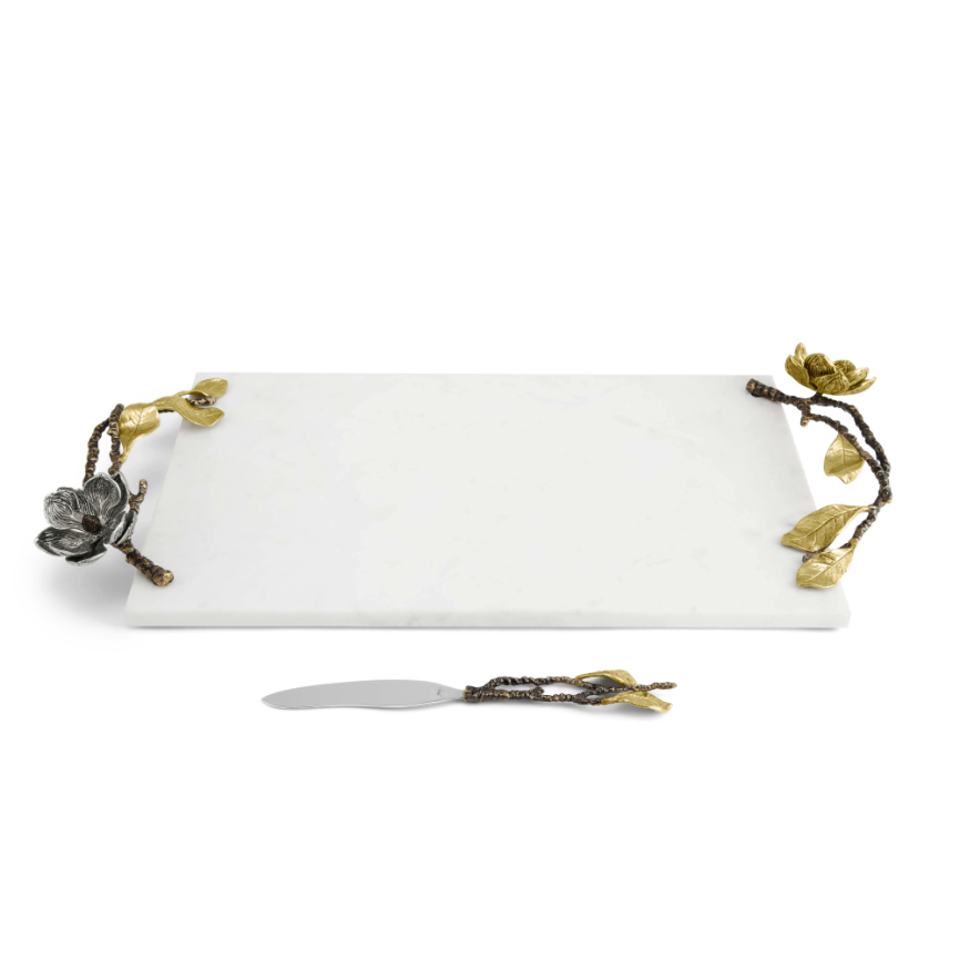 Vintage Bloom Cheese Board with Knife