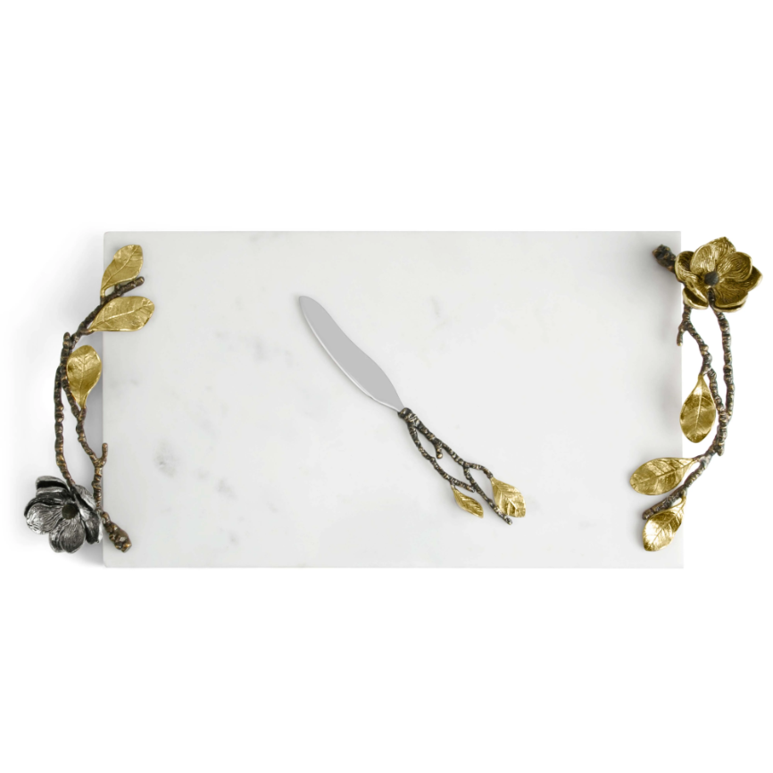 Vintage Bloom Cheese Board with Knife