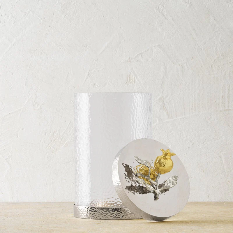 Pomegranate Silver & Gold Canisters