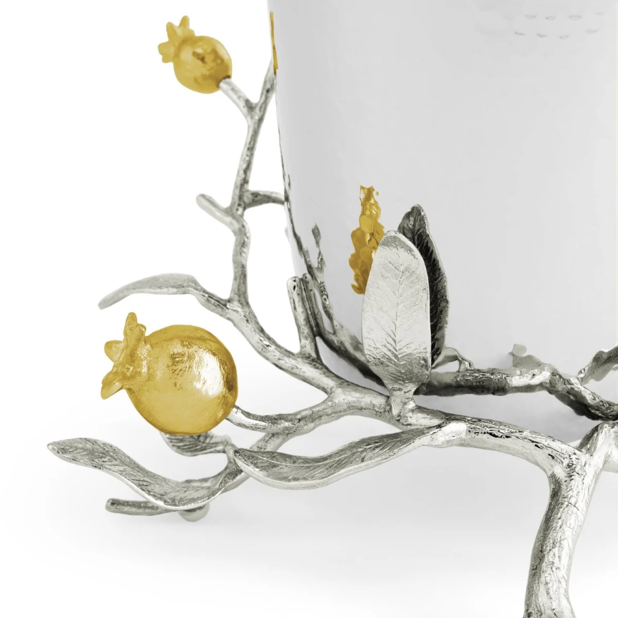 Pomegranate Silver & Gold Vase