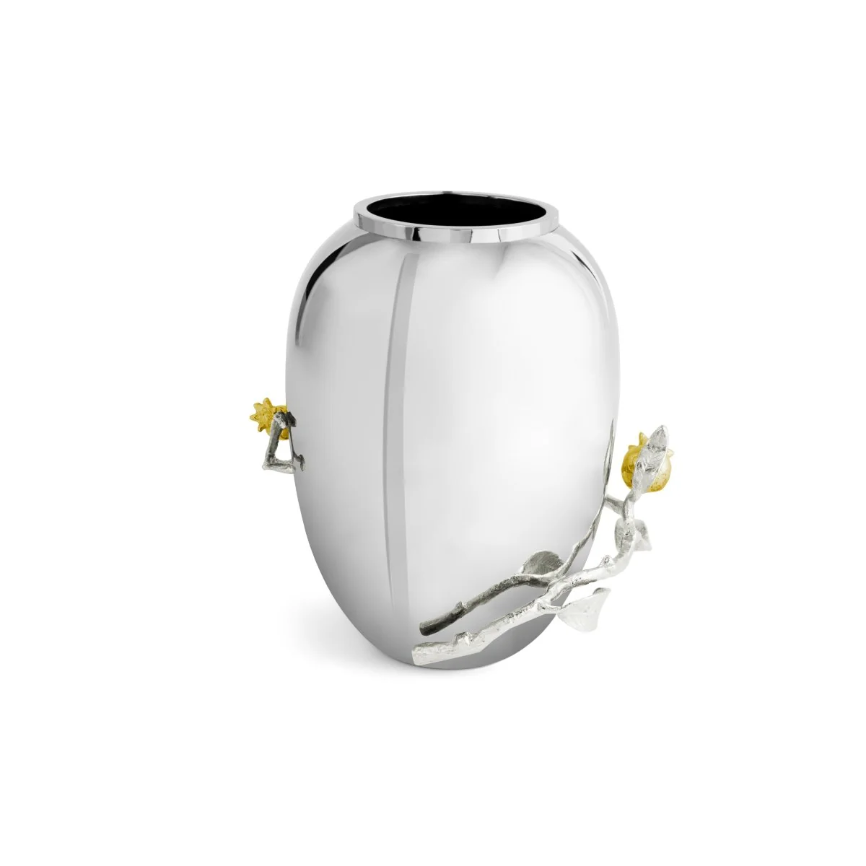 Pomegranate Silver & Gold Vase