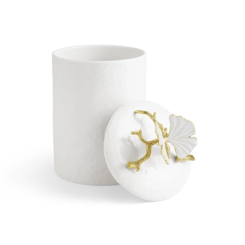 Butterfly Ginkgo Gold Porcelain Canister