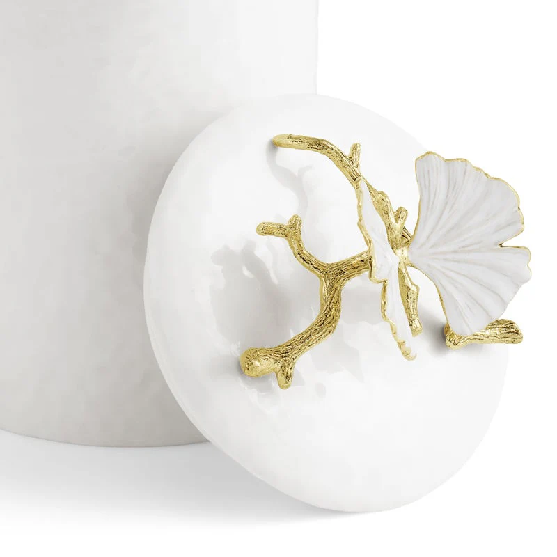 Butterfly Ginkgo Gold Porcelain Canister