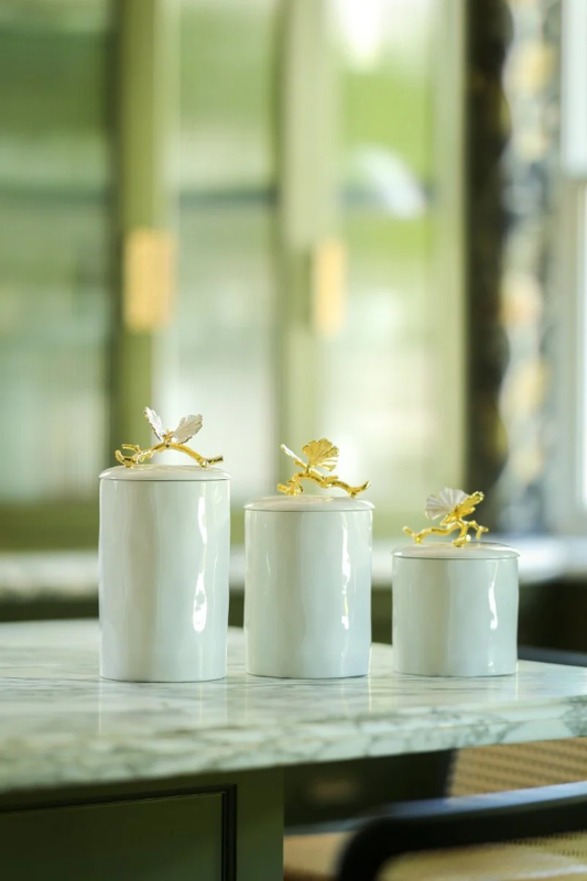 Butterfly Ginkgo Gold Porcelain Canister