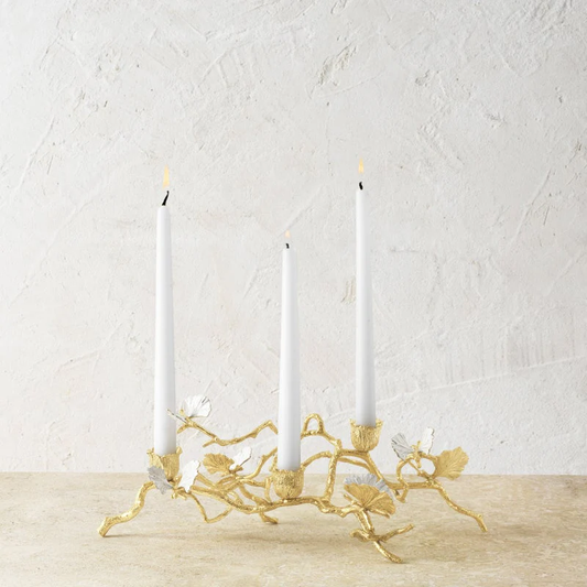 Butterfly Ginkgo Gold Low Candleholders