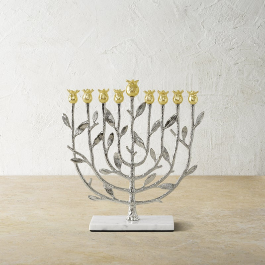 Pomegranate Silver & Gold Menorah