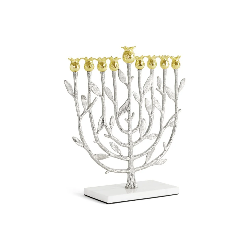 Pomegranate Silver & Gold Menorah