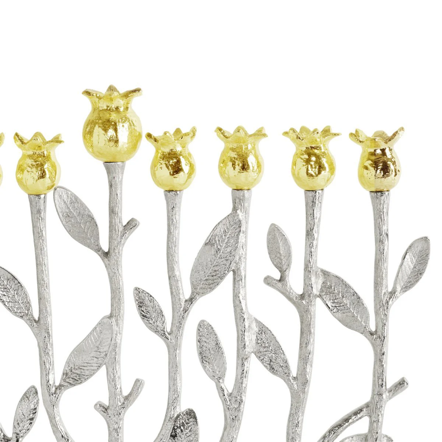 Pomegranate Silver & Gold Menorah