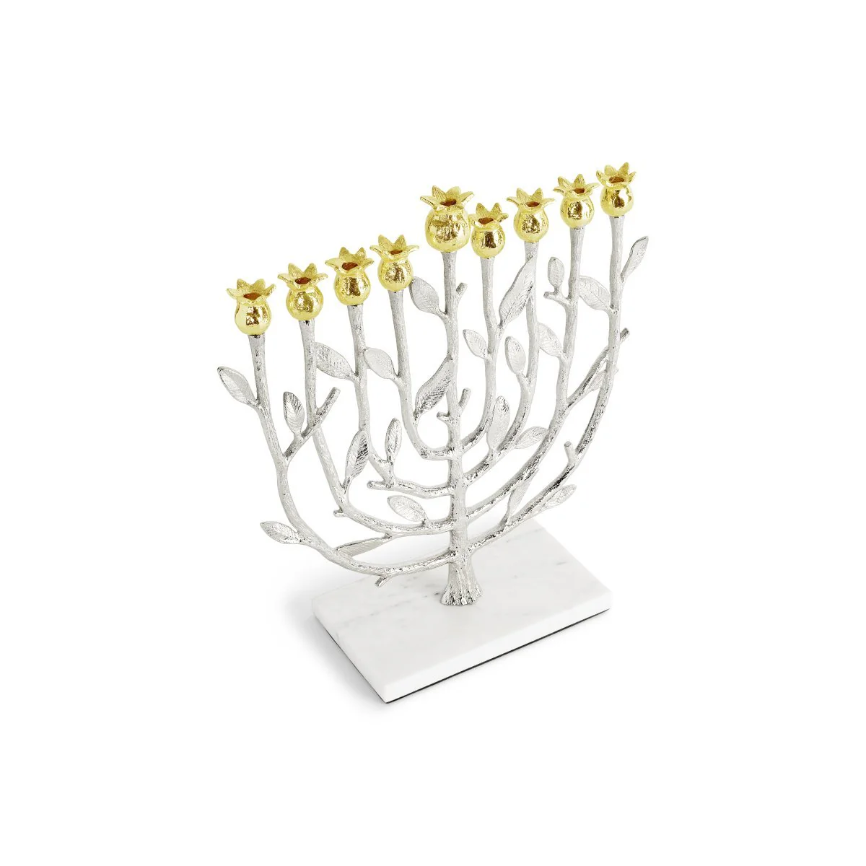 Pomegranate Silver & Gold Menorah