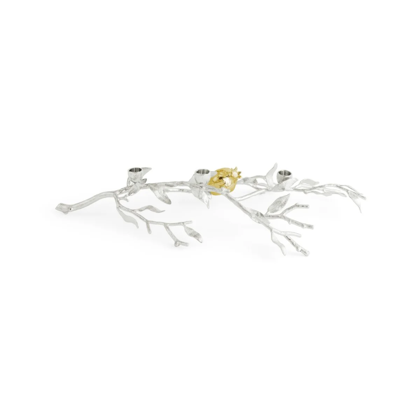 Pomegranate Silver & Gold Low Candleholders