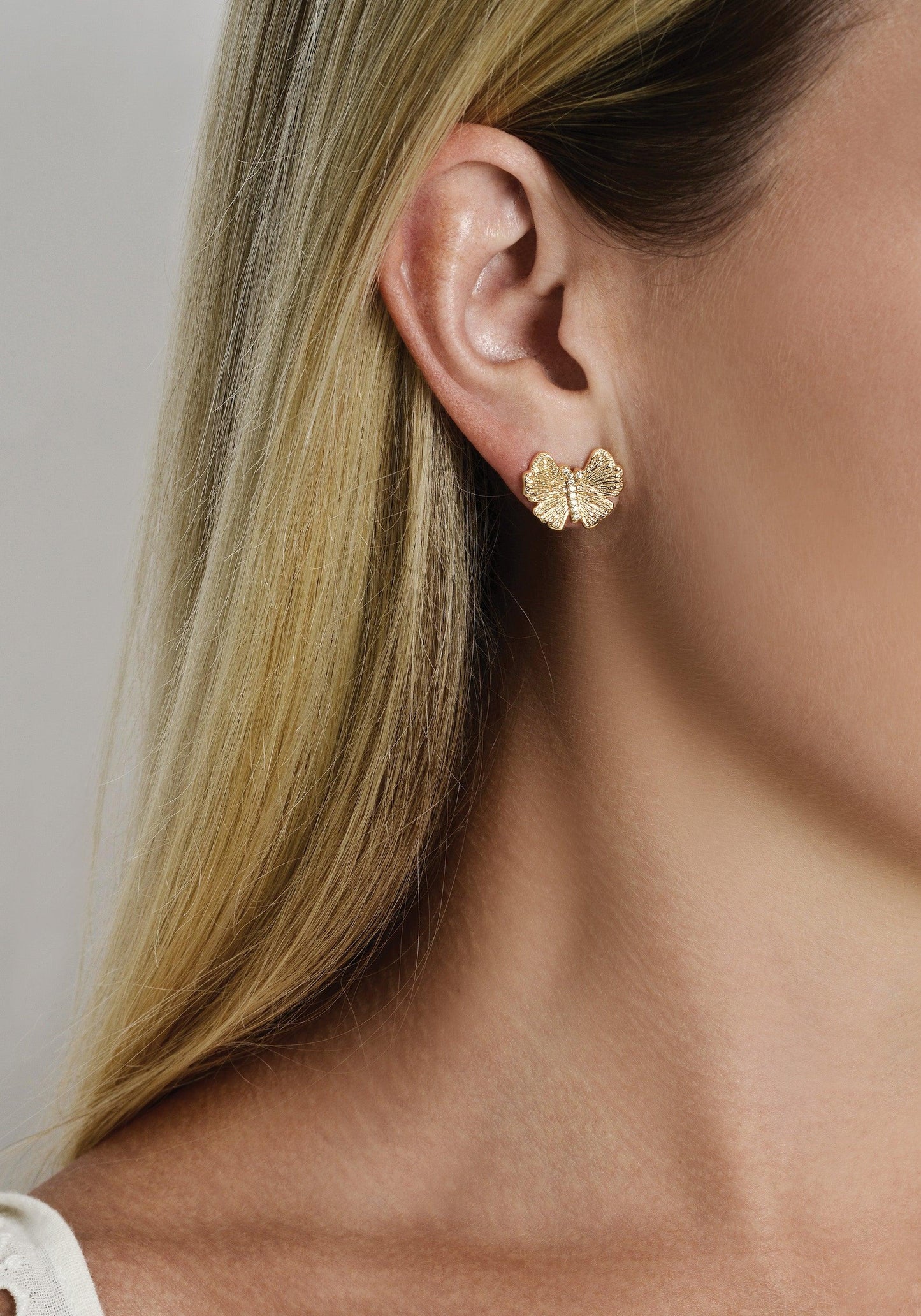 Butterfly Stud Gold Earrings