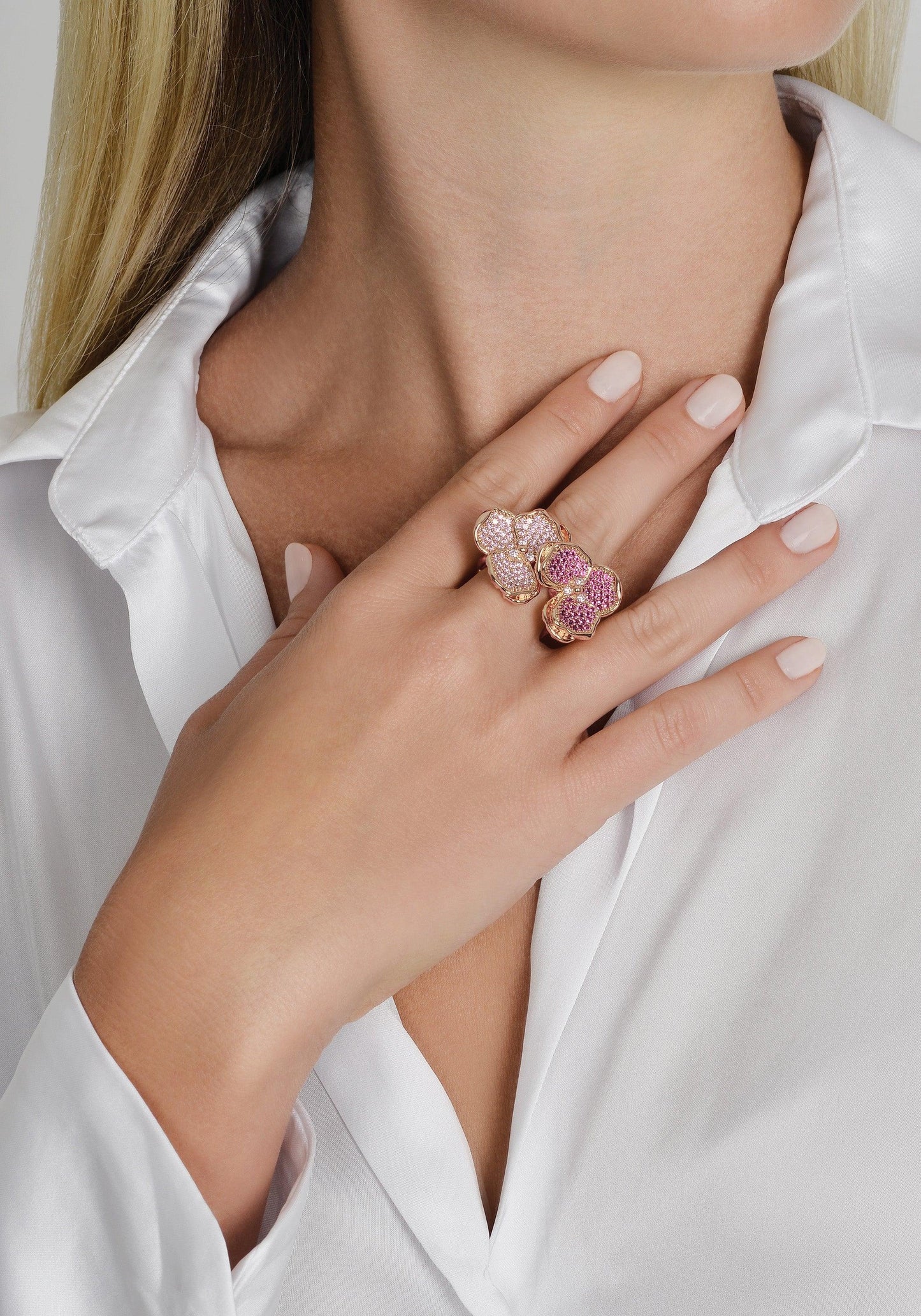 Orchid Double Pink Pavé Ring