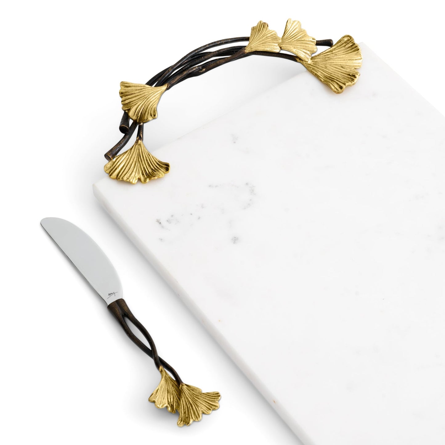 Golden Ginkgo Large Cheese Board w/ Knife