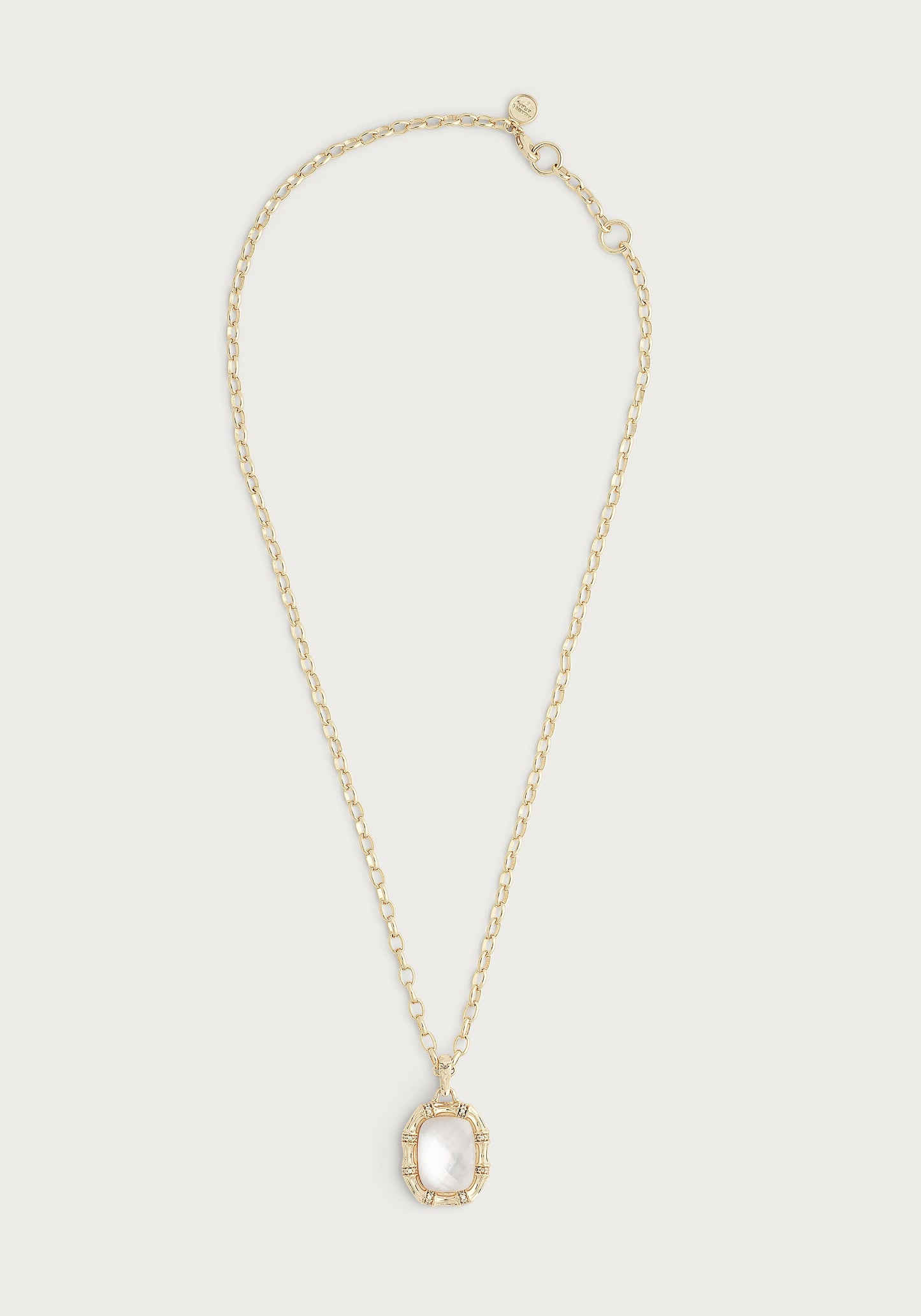Bamboo With Stone Pendant Necklace - Mother Of Pearl