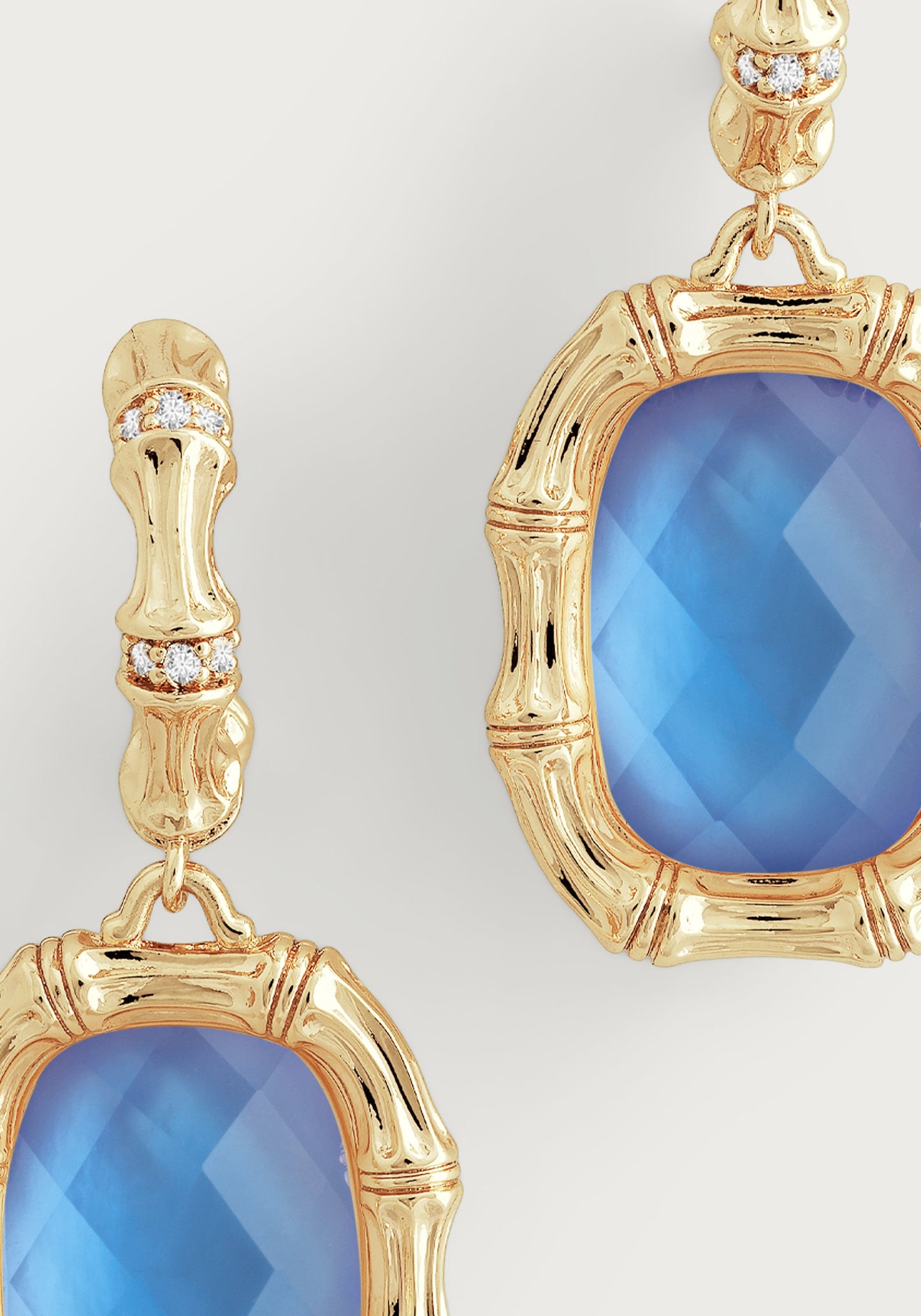 Bamboo With Stone Drop Earrings - Gemstones