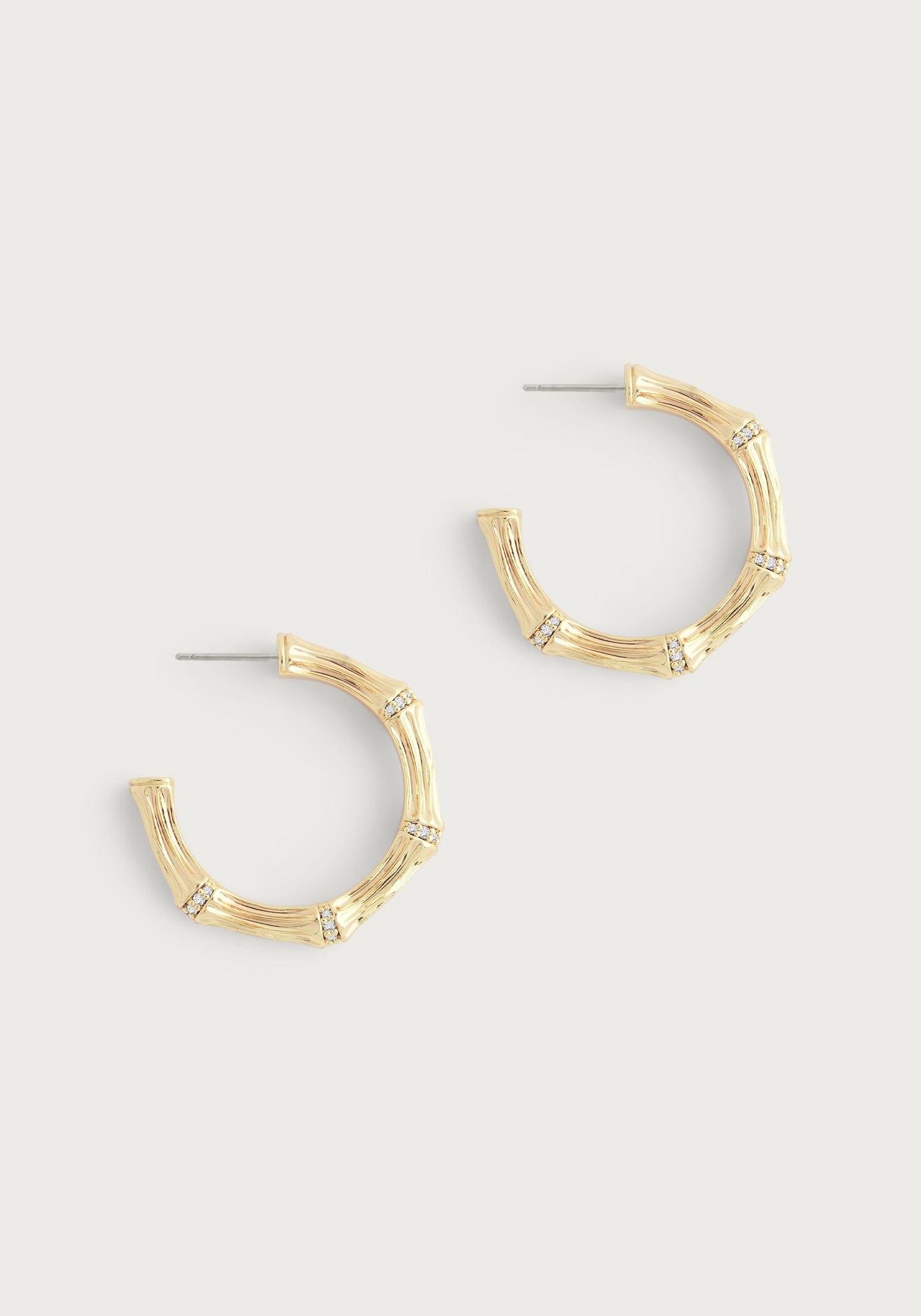 Bamboo Medium Hoop Earrings, Gold