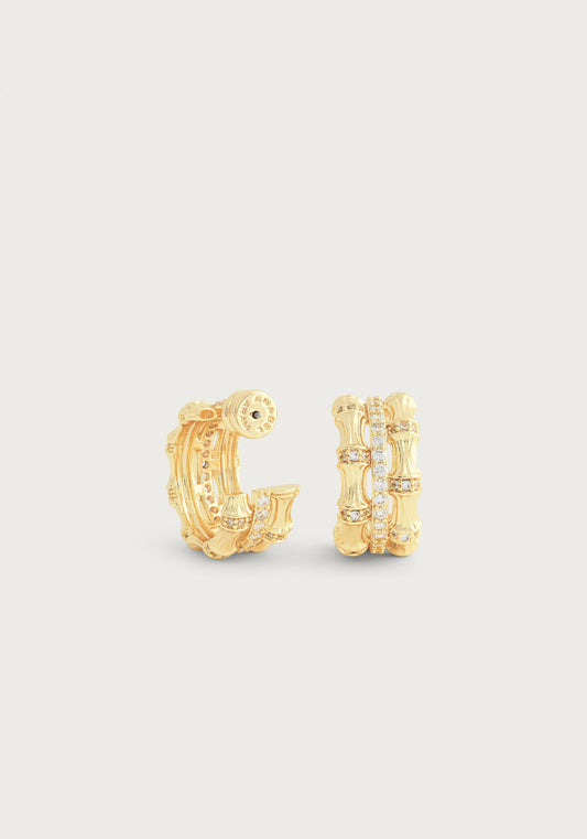 Bamboo Stacked Hoop Earrings