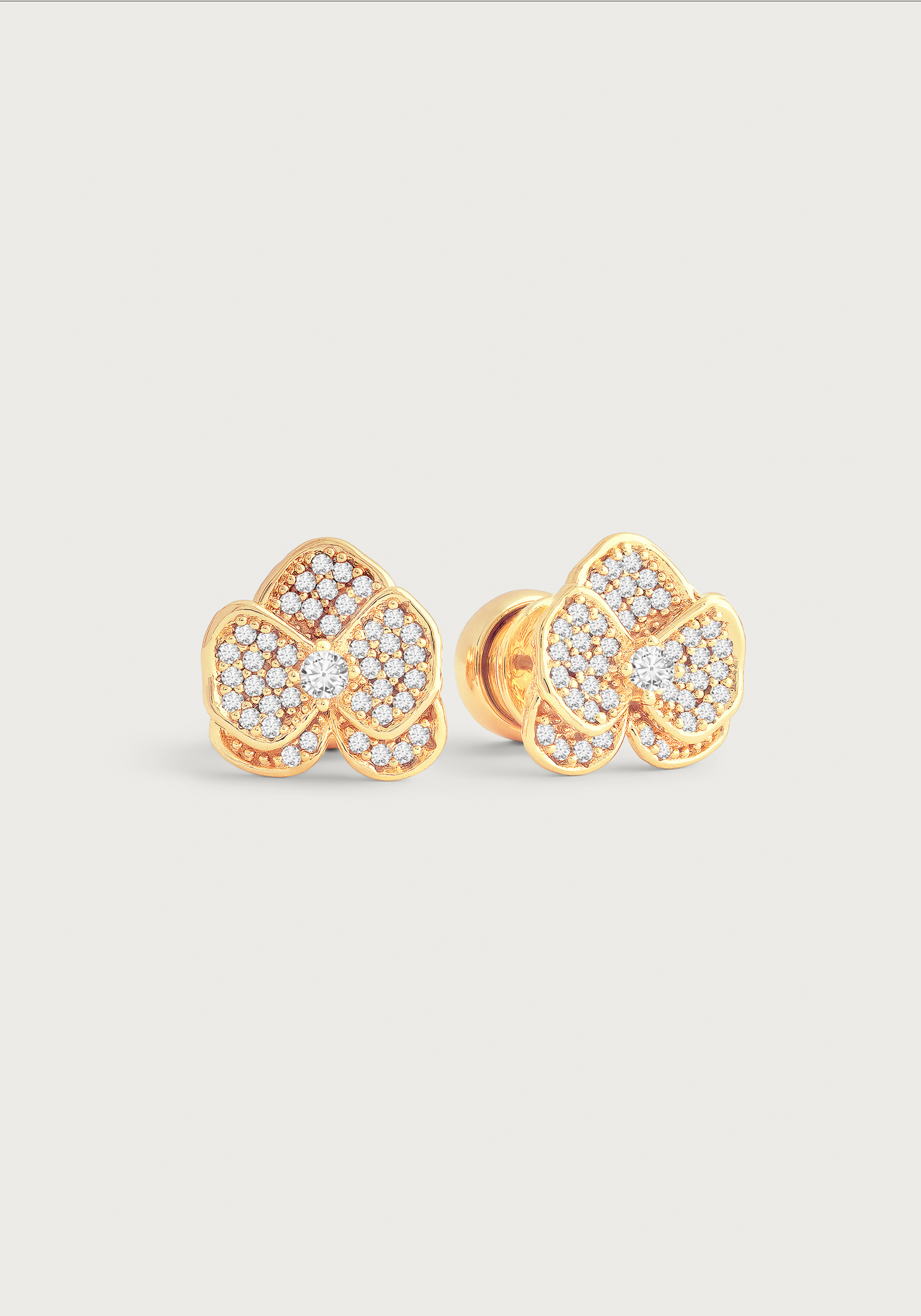 Orchid White Pavé Studs, Gold