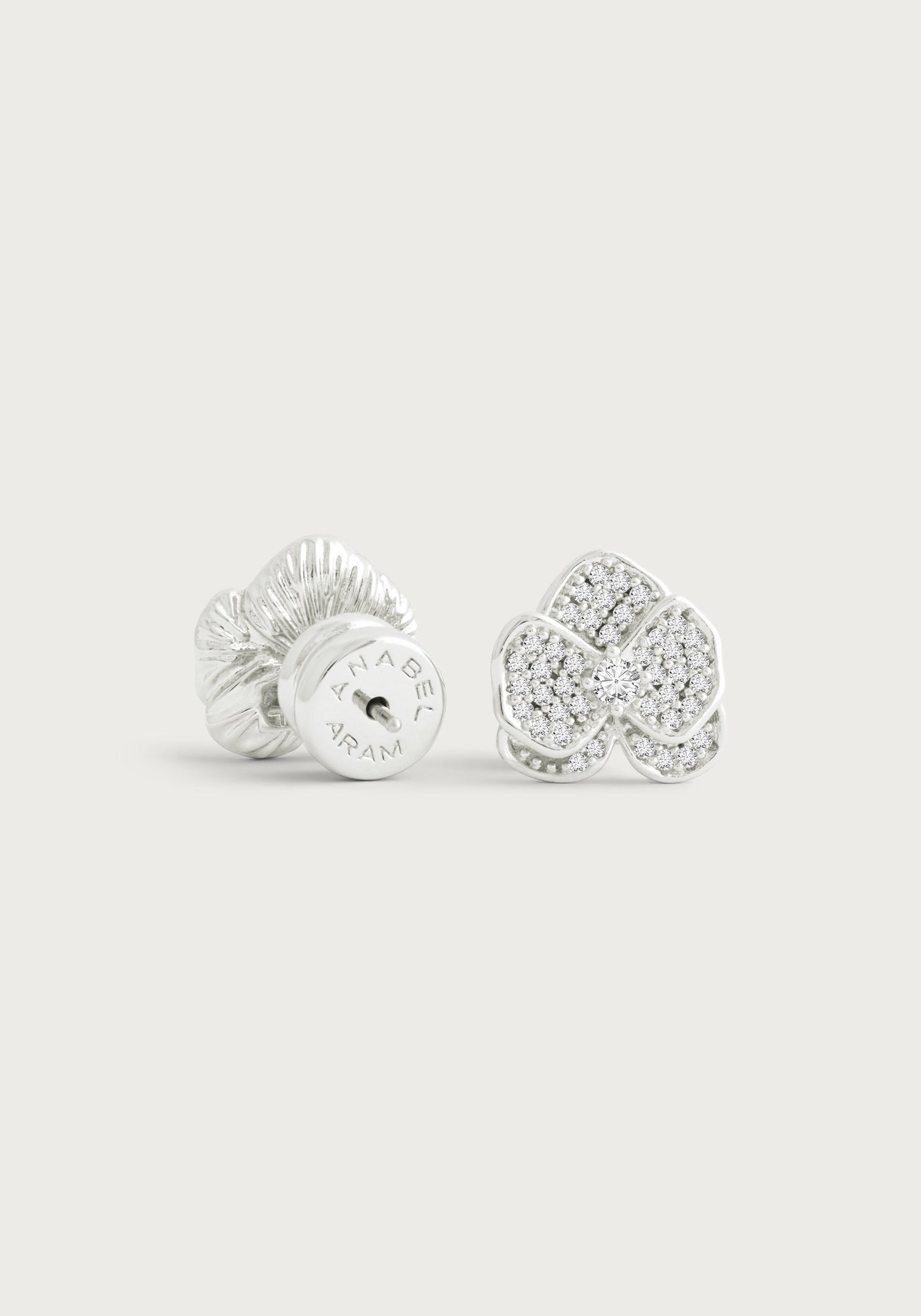 Orchid White Pavé Studs, Silver