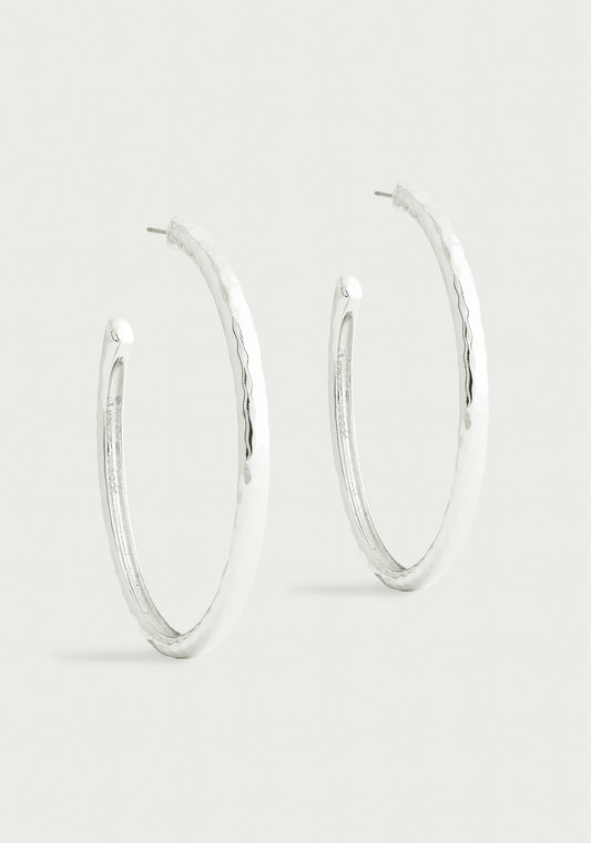Farrier Large Hoops, Silver