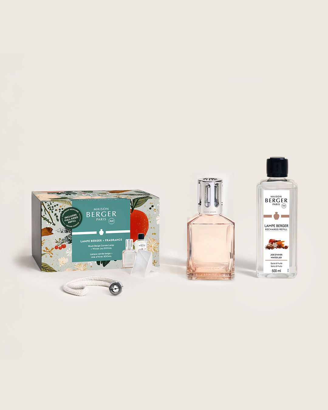 Blush & Spice - Blush Beige Carrée Fragrance Lamp Gift Set with Full-sized Winter Joy
