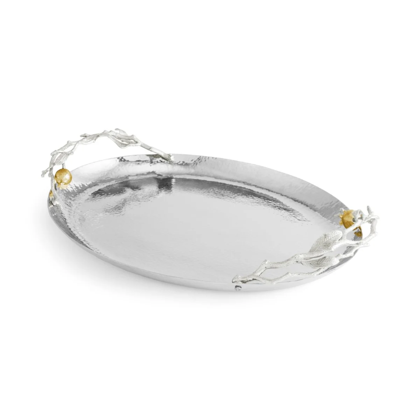 Pomegranate Silver & Gold Oval Tray
