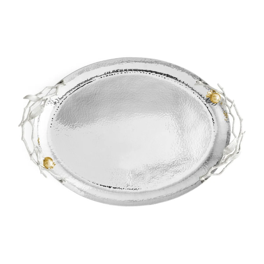 Pomegranate Silver & Gold Oval Tray