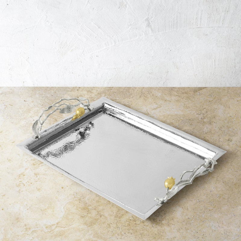 Pomegranate Silver & Gold Serving Tray