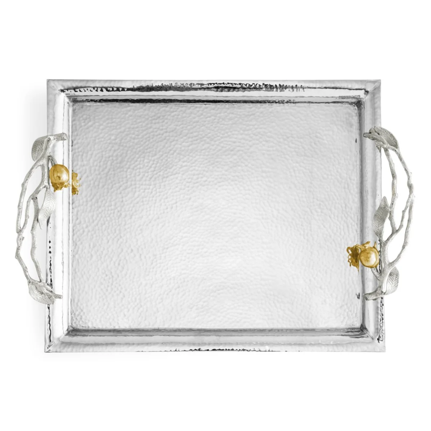Pomegranate Silver & Gold Serving Tray