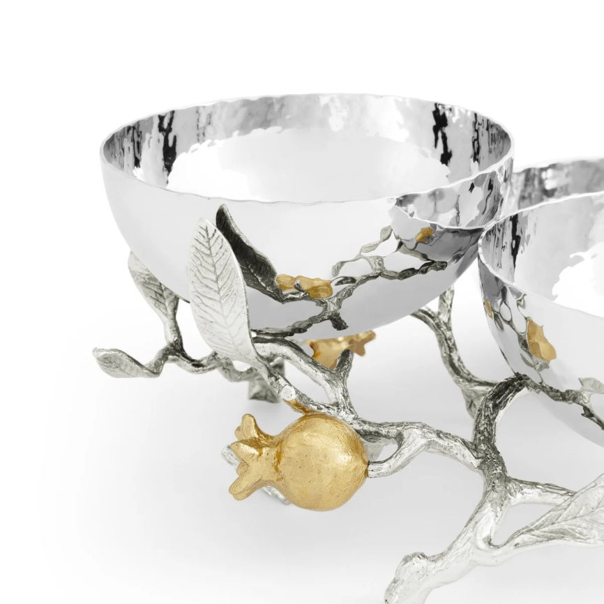 Pomegranate Silver & Gold Triple Bowl