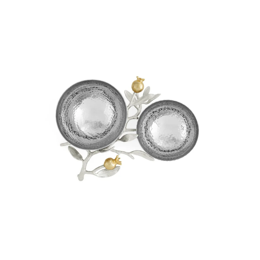 Pomegranate Silver & Gold Double Bowl